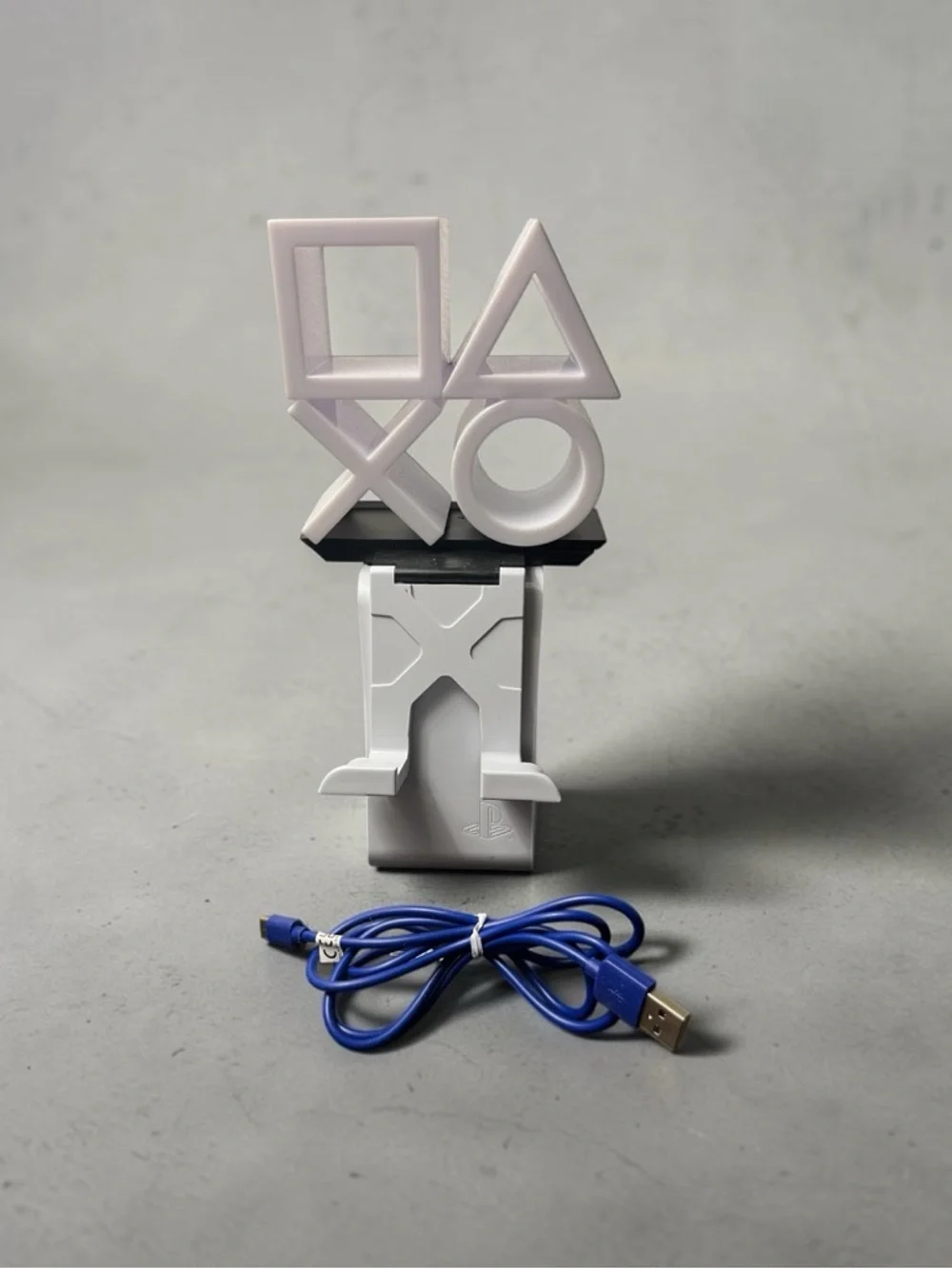 Sony White Controller & Headset Stand with Blue USB Cable
